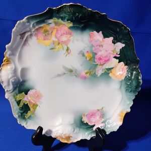 Lemoges Vtg Plate with Pink Roses
